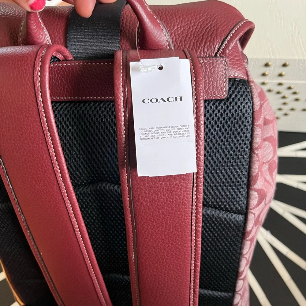 Coach Wine Sullivan Backpack In Signature Chambray